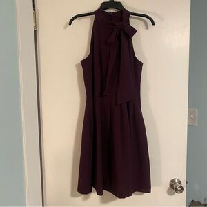 Vince Camuto Plum Sleeveless Bow Neck Crepe Fit&Flare Dress Sz 8 Business Spring